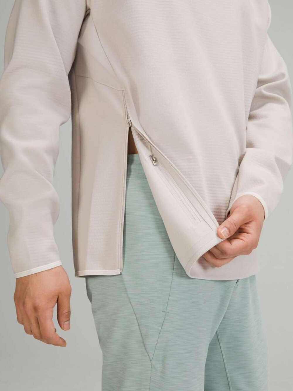 Lululemon GridLiner Fleece Hoodie Heathered Dove Grey Size Small - Picture 3 of 8